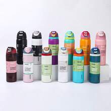 OWALA 24OZ 不鏽鋼保溫水壺附吸管，適合運動、旅行、學校使用，24 小時保溫保冷，便攜翻蓋設計，適用冷熱飲、咖啡與飲品 - 1pc-黑色 - 查看 4