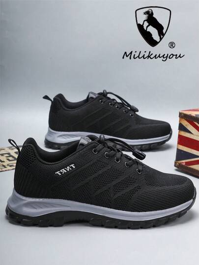 High Quality Men's Casual Sports Shoes, Fashionable Mesh Shoes, Men's Sports Shoes, Outdoor Sports Shoes, Sports Outdoor Road Running Shoes, Hiking Shoes, Lightweight, Versatile, Fashionable, Casual Shoes, High Elastic MD Non-Fatiguing, Ergonomic Design, Men's Commuter Shoes, Solid Blue/Black Fabric, Breathable Soft-Soled Sports Walking Shoes, Birthday Gift, Extremely Comfortable, Suitable For Daily Walking And Hiking, Size 39-47 (Hand-Painted Soles, Asymmetrical Batch)