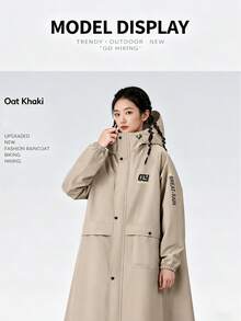 1 Set Minimalist Letter Print Full Body Waterproof Raincoat For Women, Motorcycle/Scooter Riding, Lightweight Yet Hooded Rainwear, Suitable For Commuting & Outdoor Activities, Ultimate Windproof & Waterproof PVC Jacket - Women's - View 6