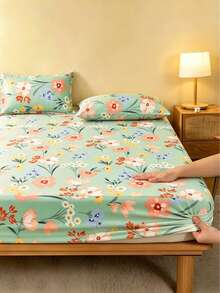 1 buc Cearșaf de pat imprimat, husă de saltea moale, respirabilă, cu buzunar adânc, antiderapantă, potrivită pentru pat dublu/Full/Queen/King Size, decor de lenjerie de pat pentru dormitor acasă - Vizualizare 3