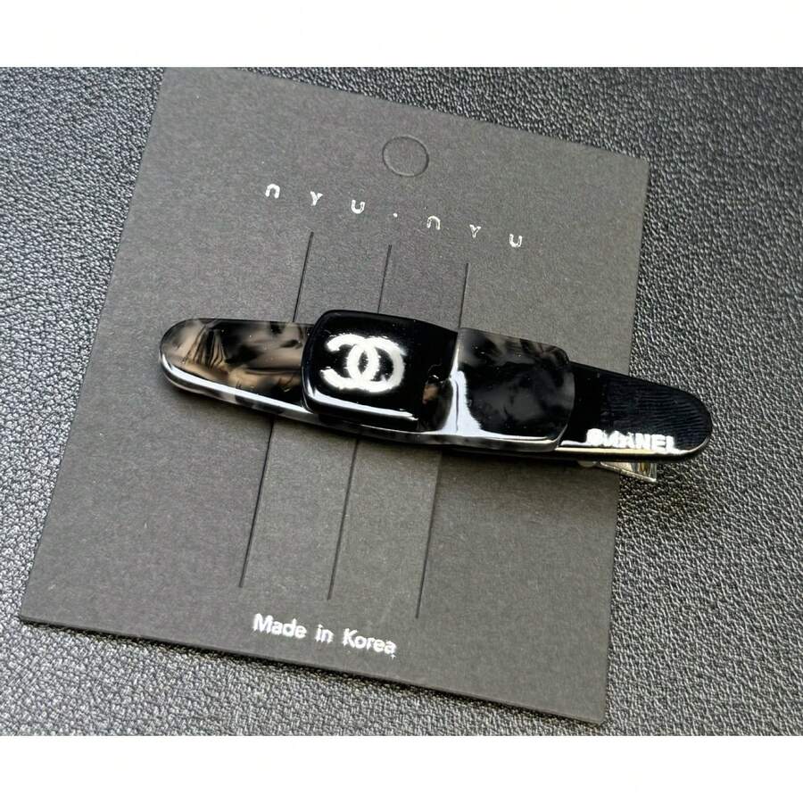 New Light Luxury Acetic Acid Hair Clip Double C Simple Versatile Bangs Side Clip Elegant Minimalist Hairpin Niche High-End - 彩色 - 查看 1