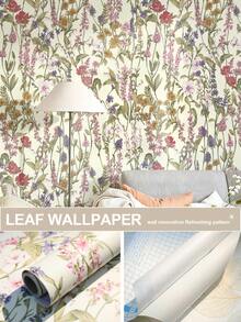 1roll Floral Wallpaper Peel And Stick Boho Wall Paper Removable Waterproof Green Petal Pattern Contact Paper For Bedroom, Bathroom, Home Wall Flower Wallpaper Peel And Stick Self Adhesive Flower Contact Paper Botanical Decor For Bathroom Vinyl - Multicolor - View 13