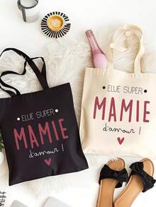 "ELUE SUPER MAMIE" 極簡輕量經典休閒純色托特包 黑色 購物原創 中性 旅行可折疊購物袋 大號托特包 適合青少年、女性、大學生、白領新人、辦公室、戶外、國小、國中、高中、工作通勤、最佳教師、女友、家人、母親節禮物 - 彩色 - 查看 3