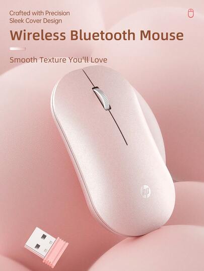  HP Pink Wireless Mouse (DM10) - Optical Sensor, Includes USB Receiver, Compatible With Smartphones/Tablets/Laptops - Portable Mouse