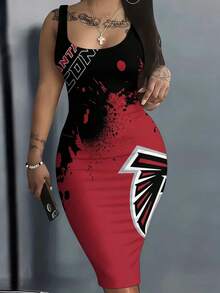 3D Printed Women's Vest Atlanta Falcons Logo Splatter Design Bodycon Dress,Stylish And Comfortable - Satly - View 2