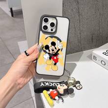 This Disney Mickey Mouse Pattern Lanyard Phone Case Features A Strong Magnetic Closure And Full Coverage Of Acrylic And TPU Material. It's Shockproof, Lightweight, And Suitable For IPhone17/16/11/13/15/15 Plus/15 Pro/15 Pro Max/12/14 Pro Max/11 Pro Max/12 Pro/12 Pro Max/13. It's A Popular Birthday Gift, Business Gift, Durable, Stain-Resistant, And Fingerprint-Resistant New Phone Case For Men And Women. It Also Includes A Mickey Mouse Phone Case And Mickey Mouse Doll Bracelet. Compatible With SamsungGalaxy S20, S21, S22, S23, And S24 Series. It's The Perfect Gift For Friends And Family. This Stylish Phone Case Is Fun, Lightweight, And Durable. IPhone17 Pro Max Phone Case, Minnie Phone Case. - màu đen - Xem 1