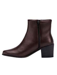 Women's Boot With Medium Chunky Heel, Pointed Toe, Mid-Calf Length, Shekinah Style, Comfortable, Fashionable, Blogger-Friendly, With Side Embellishment. - 鏽棕色 - 查看 7
