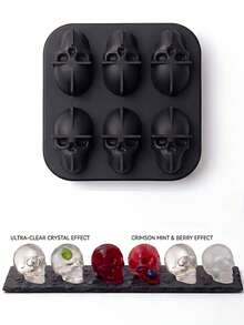 Khay silicon hình đầu lâu 3D, khuôn đá hình đầu lâu tái sử dụng được dùng cho rượu whisky, cocktail, sâm panh và các loại đồ uống khác, dễ dàng tháo lắp và vệ sinh. - A - Xem 1