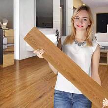 50 片木纹 PVC 地板砖，尺寸为 15.71 英寸 * 6 英寸，可拆卸加厚磨砂木纹材质，自粘墙贴，适用于装饰地板、浴室、厨房、学校和办公室的墙壁和地板，具有防水、防油和耐磨特性，是家居装饰的理想之选。 - 地貼50pcs - 查看 1