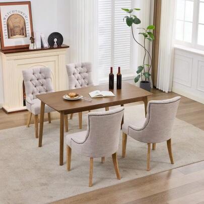 Esszimmer-Stoff-Sessel Mit KD-Beinen & Dekorativen Nieten – Montierbarer Polsterstuhl, Modern Design, 2er-Set