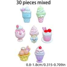10/30/50 miếng phụ kiện nhựa mini hình kem dễ thương, phụ kiện trang trí mặt sau phẳng, hình anh đào, dâu tây, nơ dán mặt sau kem thiết kế cho kẹp tóc tự làm, màu sắc ngẫu nhiên - Phim hoạt hình Kem Series Phong cách A - Xem 16