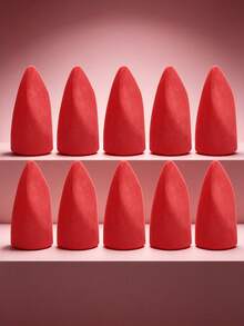 MAANGE 1/10pcs Red Asymmetric Powder Puff Dry And Wet Dual-Use Soft Makeup Sponge For Daily Makeup On Face Cosmetic Applicator For Powder Liquid Facial Makeup Tools For Women & Girl - Red - View 1