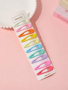 10pcs/30pcs Girls Simple Versatile Casual College Style Solid Color Retro Water Drop Square Bangs Hair Clips - Multicolor - View 4