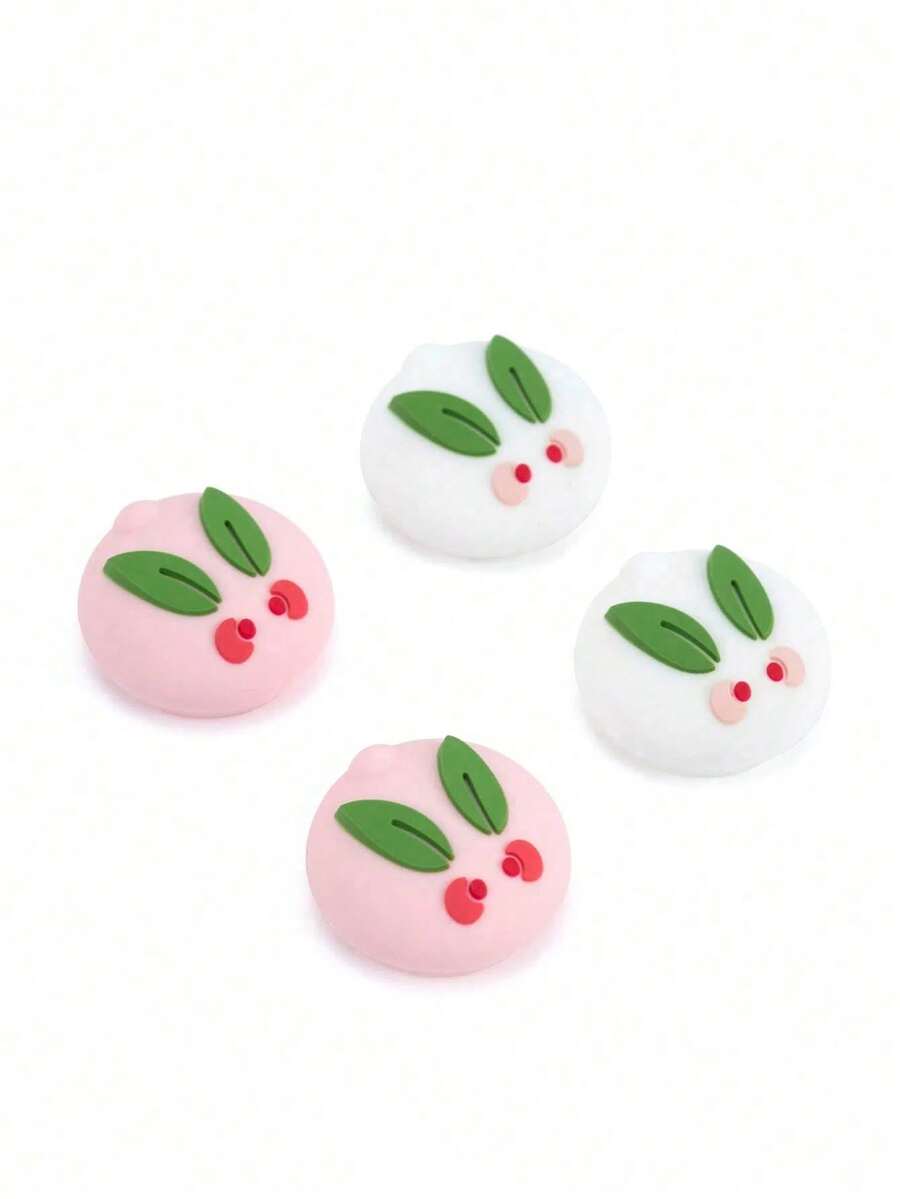 GeekShare 4pcs Cute Rabbit Mochi Design Silicone Thumb Grip Joystick Caps For Nintendo Switch 2017/OLED/Lite - Rabbit Dafu - View 1