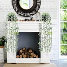 1/2pcs Artificial Hanging Plants, Wall Mounted Planter Decor, Suitable For Indoor/Outdoor, Living Room Shelf Decoration, Home Decor, Room Decor, Garden Decor, Wall Decor - White Eucalyptus Spray - View 10
