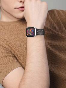 1条刻字书本图案表带，兼容40mm、41mm、42mm、44mm、45mm、46mm和49mm尺寸的表带。休闲/运动风格，柔软舒适，刻字硅胶表带，兼容 SE、11、10、9、8、7、5、4、3和Ultra系列。这款校园风格的智能手表表带男女皆宜。 - 書籍圖A-黑配粉 - 查看 8