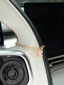 1pc Alloy Gradient Butterfly Pendant Car Hanging Ornament Creative Elegant Car Decoration Hanging Accessory Steering Wheel Decor Pendant Car Interior Accessory - A - View 13