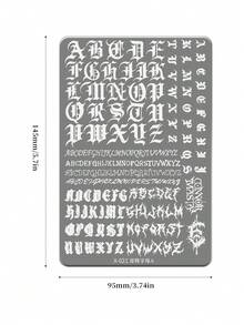 XEIJAYI 1pc Gothic Letter A Patterned Nail Art Tool - Reusable Stamping Templates With Smudge-Proof Delicate Lines - Silver - View 7