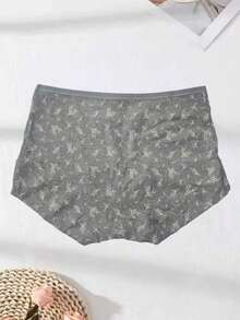 4pcs Women High Waist Printed Cotton Briefs, Comfortable Soft Everyday Underwear - Multicolor - View 4