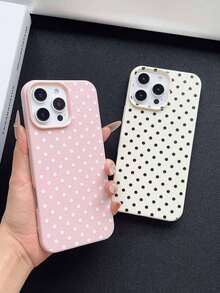 2 piezas Funda de teléfono de cuero a prueba de golpes con patrón de lunares en blanco y negro y unicolor, material de TPU, adecuado como regalo de vacaciones compatible con Apple Xs/Xsmax/Xr/11 12 13 14 15 16pro/Promax/14 15 16plus/17, unisex - Multicolor - Ver 30