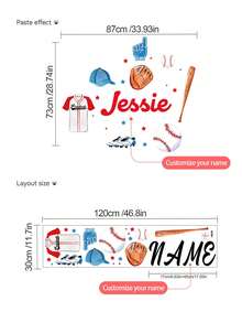 1pc Customizable Astronaut & Sports Theme Wall Sticker, Removable Wall Decal - Multicolor - View 14