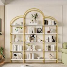 Simple Style 170 X 26 X 190 Cm Shelving Unit, Made Of Steel Tube And MDF, With Five Shelves, Unique Cloud Shape, Easy To Assemble And Clean, Gold And White Color. - 金色 - 查看 12