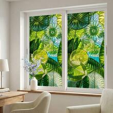 1/3片装简约绿色马赛克磨砂窗膜，可重复使用的PVC无胶静电隐私膜，适用于客厅、卧室、办公室和浴室装饰。 - 磨砂玻璃貼 - 查看 10