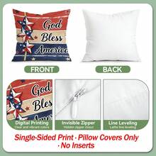 4 fundas de almohada con estampado retro de flores, corazones y estrellas para el Día de la Independencia de Estados Unidos, impresión de un solo lado, adecuadas para sala de estar, dormitorio, decoración del hogar, todo el año - Multicolor - Ver 4