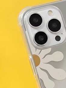 1pc Daisy Flower Slogan Pattern Full Coverage Mirror Shockproof Phone Case, Compatible With Iphone 16 Pro Max/16/16 Pro/16 Plus/15/15 Pro Max/15 Pro/11/12/13/14 Pro Max/11 Pro/11 Pro Max/12 Pro/12 Pro Max/13 Pro/13 Pro Max/14 Pro/14 Pro Max, Elegant - Multicolor - View 3