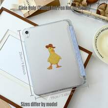 三折高透明亚克力保护套，带笔槽。牛仔帽黄色小鸭三折高透明亚克力平板电脑保护套，可爱治愈风。平板电脑保护套特点：三折支架设计，智能休眠/唤醒功能，透明柔软后盖，内置笔槽，精准开孔，轻巧便携。兼容 iPad Mini 4/5/6/7、5/6/8/9/10/11，Air 3/4/5/6/7，Pro 10.5/11/12.9/13 英寸。兼容所有 Galaxy Tab S6Lite/S7/S8/S9/S10/FE/Plus/A8/A9Plus 型号。 - 彩色 - 查看 10