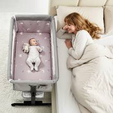 3-In-1 Baby Crib | Baby Bassinet,Height Adjustable Baby Bed With Smooth-Glide Wheels & Breathable Mesh, Newborn Essentials Gift For New Moms,Baby Need - Light Grey - View 7