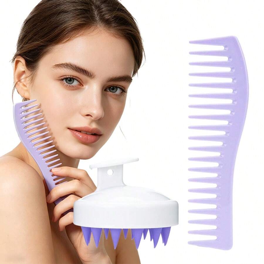 Bộ sản phẩm chăm sóc tóc 2 món, gồm lược massage da đầu bằng silicon và lược gỡ rối. Giúp thúc đẩy tuần hoàn máu, ngăn ngừa hiệu quả tình trạng tóc rối, tĩnh điện và xơ rối. Phù hợp cho tóc xoăn, tóc ướt và tóc khô, mọi loại tóc, dụng cụ làm tóc chuyên nghiệp tại salon và sử dụng tại nhà, vật dụng cần thiết khi đi du lịch. - Nhiều màu - Xem 1