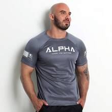 ALFA REI Kit Of 3 Men's Dry Fit T-Shirts, Original, For Gym, Weight Training, Physical Activities, Reinforced Seams, Cool Mesh, Fitness - 藍色/灰色/紅色 - 查看 5