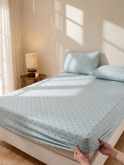 1 chiếc ga phủ giường họa tiết chấm bi xanh nhạt, tấm bảo vệ nệm kiểu dáng dễ thương dành cho bé gái, ga phủ nệm ngày Valentine, ga trải giường vừa vặn, mềm mại và thoáng khí, phù hợp với nhiều kích cỡ giường - đơn, đôi, cỡ Queen, cỡ King, thiết kế túi sâu cho độ sâu lên đến 11,8 inch.