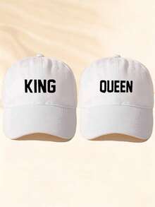 2pcs Women's Printed "KING QUEEN" Baseball Cap, Adjustable Outdoor Casual Sun Protection Hat Suitable For Spring, Autumn, Travel, Beach, Men's Y2K Style Hat - Baseball Cap 2 - View 13