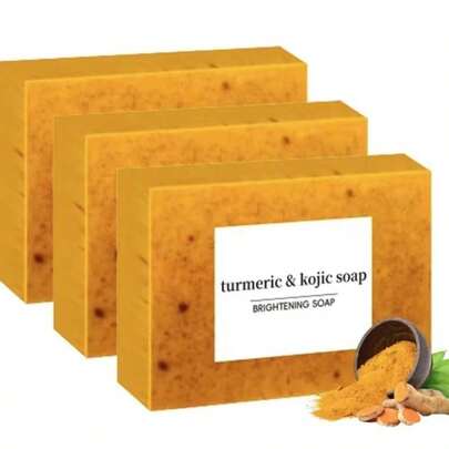 3-Pack Honey Glow Lemon Turmeric & Kojic Acid Soap - Dark Spot Remover For Face & Body, Brightening Cleanser With Retinol, Daily Moisturizing