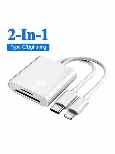 huaxunyuan 1pc Camera Dedicated SD Card Reader | 2-In-1 USB 3.0 High-Speed Adapter | Supports SD/TF (Micro SD) Cards | Compatible With IPhone 15/14/13 Series | Universal For Laptops/Tablets | Digital Camera Accessory | Plug And Play