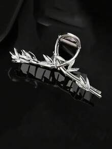1pc Fashionable Tulip/Bamboo Leaf Flat Metal Hair Claw Clip - Silver - View 9