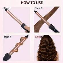 Professional Curling Iron, Quickly Create Various Curly Hairstyles. Single Barrel Curling Iron, Champagne Color, Multi-Functional, Ideal Gift For Women - Black - View 5