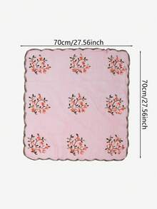 1pc Women's New Chinese Style Plum Blossom Embroidered Mesh Scarf, Vintage Lace Floral Trim Shawl, Versatile Headscarf - Multicolor - View 6