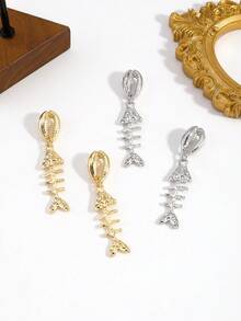 波西米亚风贝壳和鱼骨吊坠耳环，海洋动物造型夸张耳环，适合夏季度假 - 彩色 - 查看 4