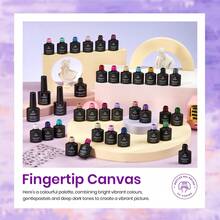 Beetles 32 Colors Spring Gel Polish Set - Purple Orange Red Brown Black White Blue Nude Green All Seasons Kit With Base Top Coat, UV LED Needed, Gifts For Women Fingertips Canvas - 32 Colors Fingertips Canvas Collection - 查看 6