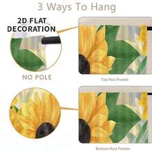 1pc Sunflower Pattern Printed Tablecloth, Kitchen Small Curtain, Cabinet Curtain With Curtain Holes, Easy To Hang, 100% Polyester, Rectangular, Woven, Machine Washable, Kitchen Decor And Accessories, Suitable For Kitchen Cabinets And Home Decor - Multicolor - View 8