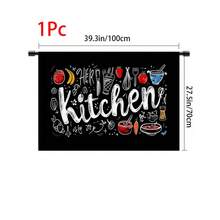1 pieza, Decoración del hogar, Falda de mesa con estampado de tema de cocina, Cortina pequeña de cocina, Cubierta de gabinete de cocina, Con agujeros para cortina, Fácil de colgar, Rectangular, Tejido a máquina, Lavable a máquina, Decoración y accesorios de cocina, Perfecto para gabinetes de cocina y decoración del hogar - Multicolor - View 13
