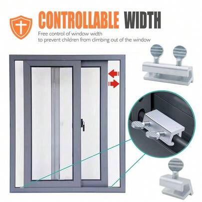 Cerradura de ventana de acero inoxidable con asa redonda, sin necesidad de perforación, cerradura de puerta corrediza, limitador de antirrobo