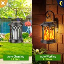 Solar Lantern Outdoor Lights, Upgraded Flickering Flame Solar Lanterns Lights Outdoor Waterproof, Hanging Lantern Decorative, Solar Powered Lanterns For Yard Patio Path Tree Garden Decor - Solar Lantern (Black) - 查看 3