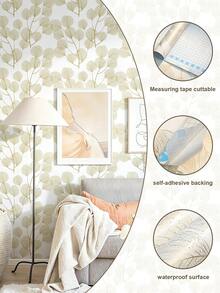 1roll Floral Wallpaper Peel And Stick Boho Wall Paper Removable Waterproof Green Petal Pattern Contact Paper For Bedroom, Bathroom, Home Wall Flower Wallpaper Peel And Stick Self Adhesive Flower Contact Paper Botanical Decor For Bathroom Vinyl - Multicolor - View 9