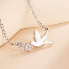 1 chiếc vòng tay hình chim bồ câu hòa bình đính đá Zirconia tối giản dành cho nữ - Vòng tay bạc - Xem 3