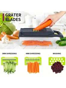 Multifunctional Vegetable Slicer,Vegetable Shredder Easy Kitchen Tool For Home Daily Vegetable Cutting.Multifunctional Vegetable Slicer, Vegetable , Kitchen Slicer,Vegetable Cutting Tool, Kitchen Vegetable Shredder, Daily Cooking Tool - 黑綠色 - 查看 3