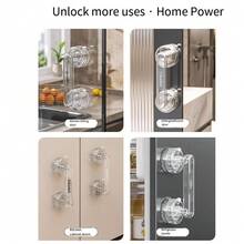 Asa de puerta con ventosa sin taladro y extraíble, asa de empuje y tracción resistente al agua y reutilizable para puerta corrediza de baño, gabinete de cocina, refrigerador, puerta de ducha, armario, barra de agarre para puerta sin adhesivo antideslizante para mejoras del hogar, reemplazo de perilla de puerta transparente de alta resistencia - Multicolor - Ver 8